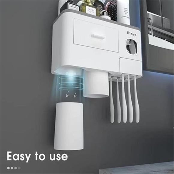 Toothbrush Holders for Bathrooms, 2 Cups Toothbrush Holder Wall Mounted - Picture 3 of 6